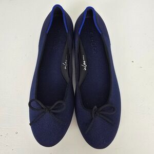Rothy's Women's The Ballet Flat Navy Blue Knit Bow Size 7 Sustainable Shoes